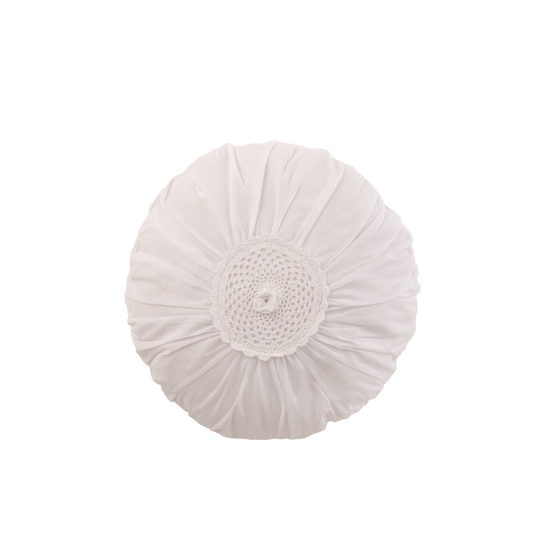 Coussin rond avec dentelle en coton blanc 39x39cm Coussin rond avec dentelle en coton blanc 39x39cm