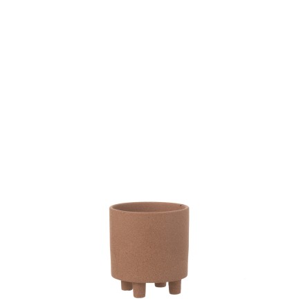 Cache-pot en céramique marron 15x15x16 cm