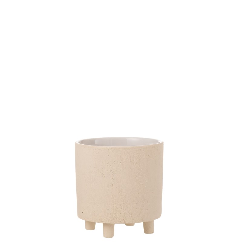 Cache-pot en céramique beige 20.5x20.5x21.5 cm Cache-pot en céramique beige 20.5x20.5x21.5 cm