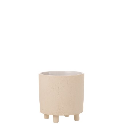 Cache-pot en céramique beige 20.5x20.5x21.5 cm