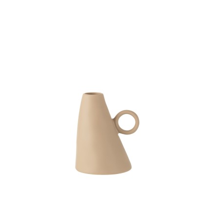 Vaso inclinato in ceramica beige 13x12x17 cm
