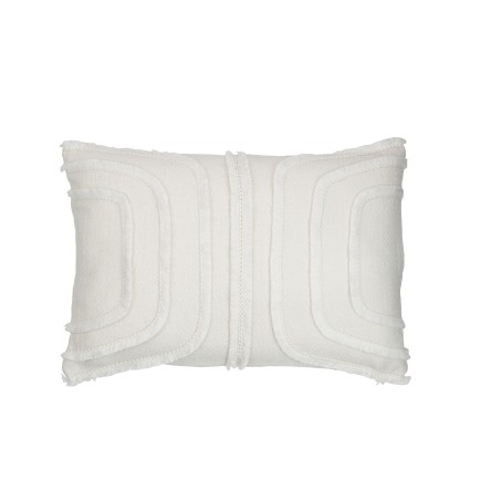 Cojín rectangular con estampados en poliéster blanco de 44x30cm