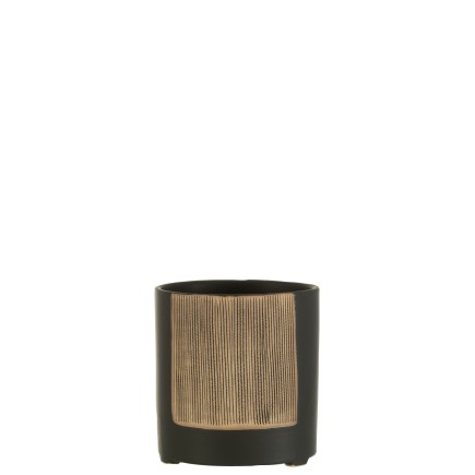 Cache-pot en céramique noir 14.5x14.5x15.5 cm