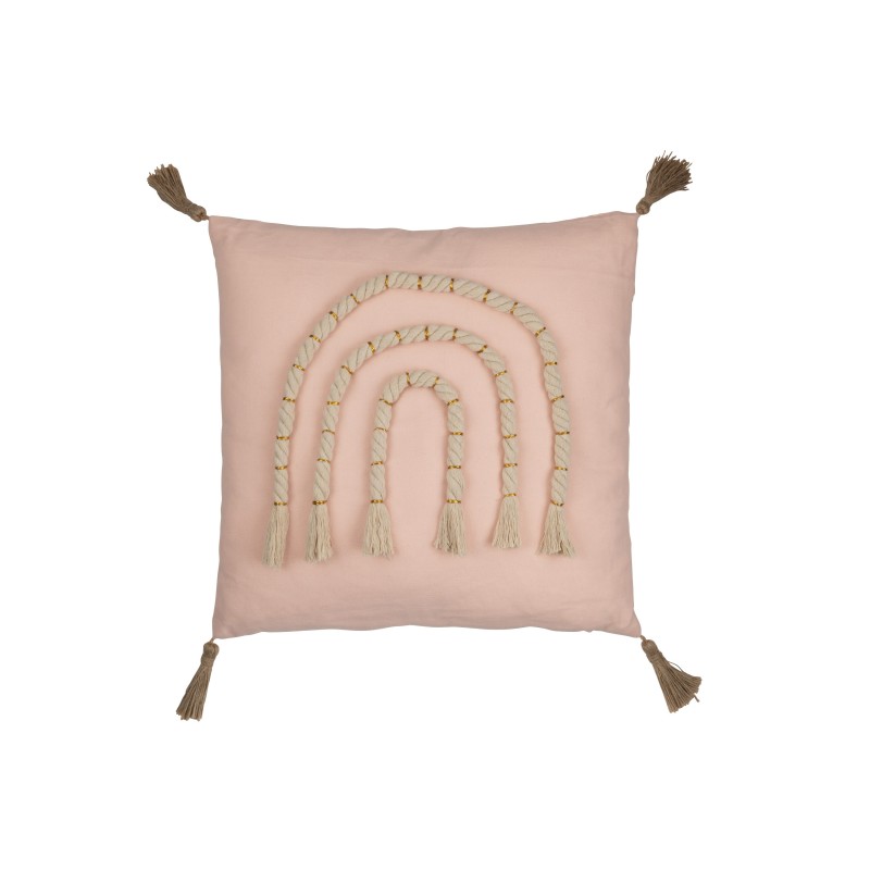Coussin carré arc-en-ciel en polyester rose 40x40cm Coussin carré arc-en-ciel en polyester rose 40x40cm