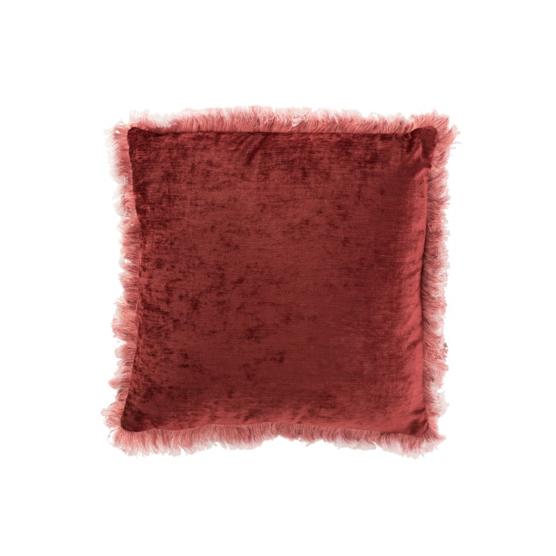 Coussin à franges en polyester rouge 46x46cm Coussin à franges en polyester rouge 46x46cm