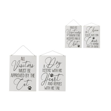 Conjunto de 2 carteles de metal blanco de 26.5x0.5x35 cm