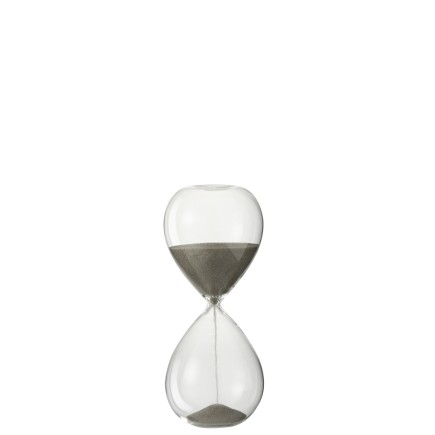 Reloj de arena de vidrio arena gris 19 cm