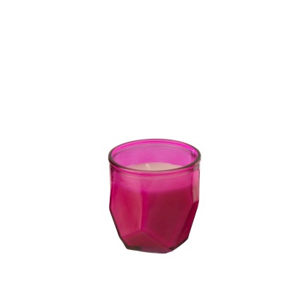 Bougie origami en verre fuchsia 9x9cm