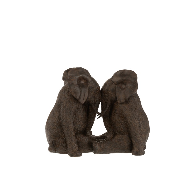 Pareja de elefantes de resina marrón 35.5x20.5x29 cm Pareja de elefantes de resina marrón 35.5x20.5x29 cm