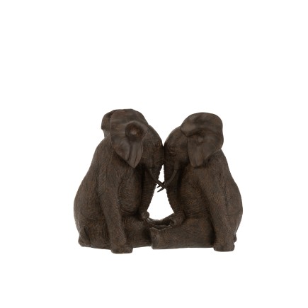Couple d’éléphants en résine marron 35.5x20.5x29 cm
