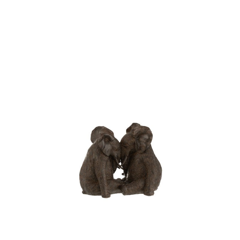 Pareja de elefantes de resina marrón 24x13x19.5 cm Pareja de elefantes de resina marrón 24x13x19.5 cm