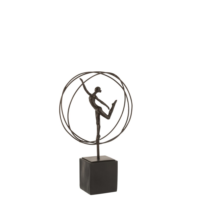Gimnasta en círculo de resina marrón de 22x8x36 cm Gimnasta en círculo de resina marrón de 22x8x36 cm