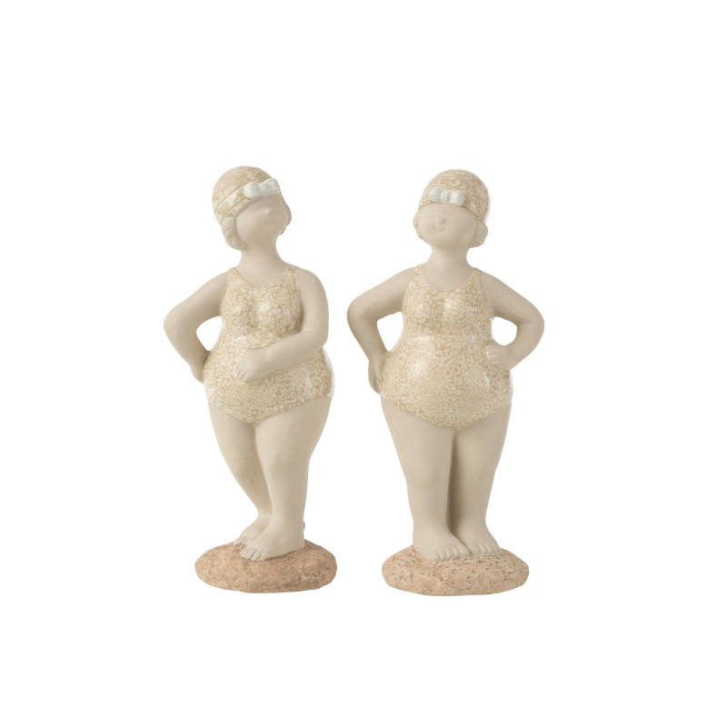 Conjunto de 2 bañistas de cerámica beige de 22x8.5x25 cm Conjunto de 2 bañistas de cerámica beige de 22x8.5x25 cm