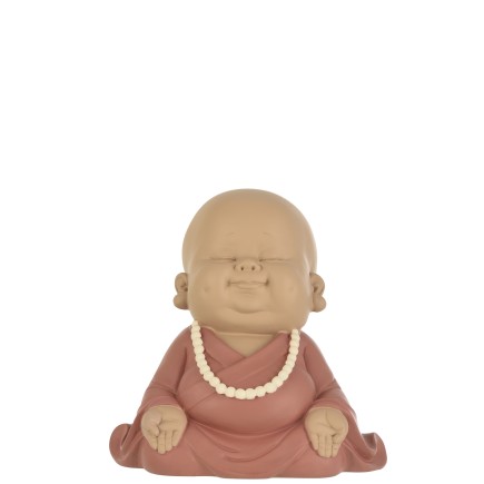 Moine zen en résine Bordeaux 20x14x19 cm