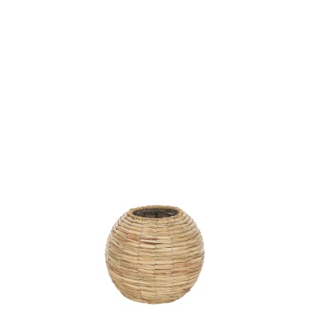 Jarrón de madera natural en forma de bola de 23.5x23.5x21.5 cm