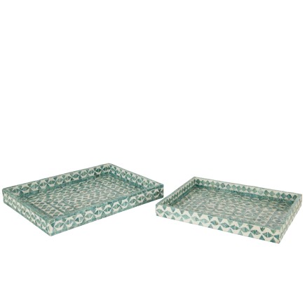 Set di 2 vassoi in legno Azur 45,5x35x5 cm