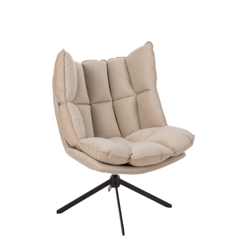 Chaise relax sur cadre avec coussin en métal beige et noir 78x73x92 cm Chaise relax sur cadre avec coussin en métal beige et noir 78x73x92 cm