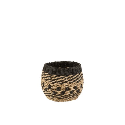 Cesta decorativa redonda de madera natural de 18x18x13 cm