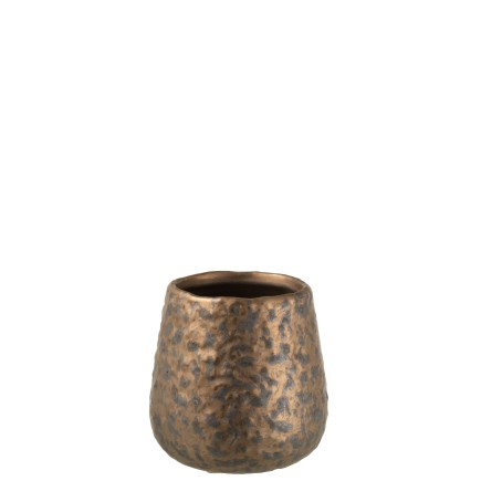 Cache-pot rond en céramique cuivre 12x12x13 cm