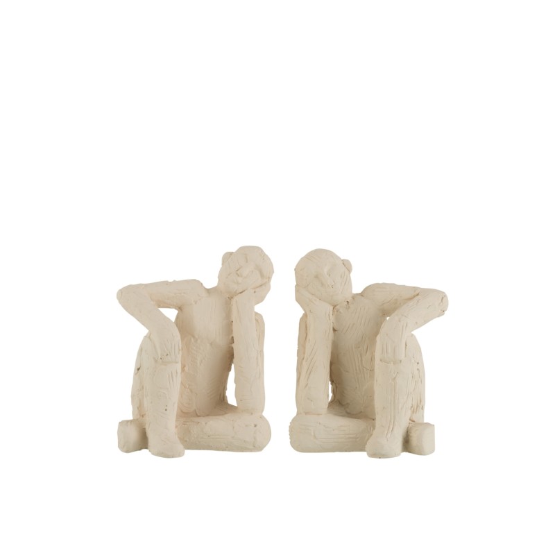 SET DE 2 SERRE-LIVRE ASSIS CIMENT BLANC SMALL