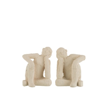 SET DE 2 SERRE-LIVRE ASSIS CIMENT BLANC SMALL