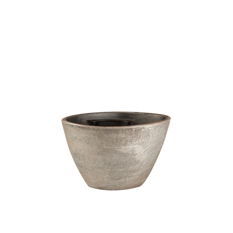 Cachepot en céramique haut, irregulier et rugueux de couleur argent Cachepot en céramique haut, irregulier et rugueux de couleur argent