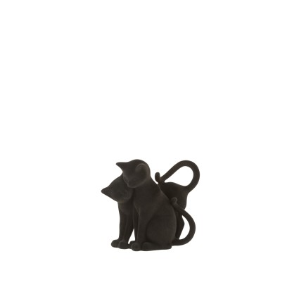 Couple chat en tissu noir 16x11x17 cm