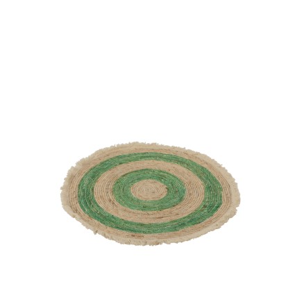 TAPIS FLOCHE ECORCE DE MAIS/COTON BEIGE/VERT