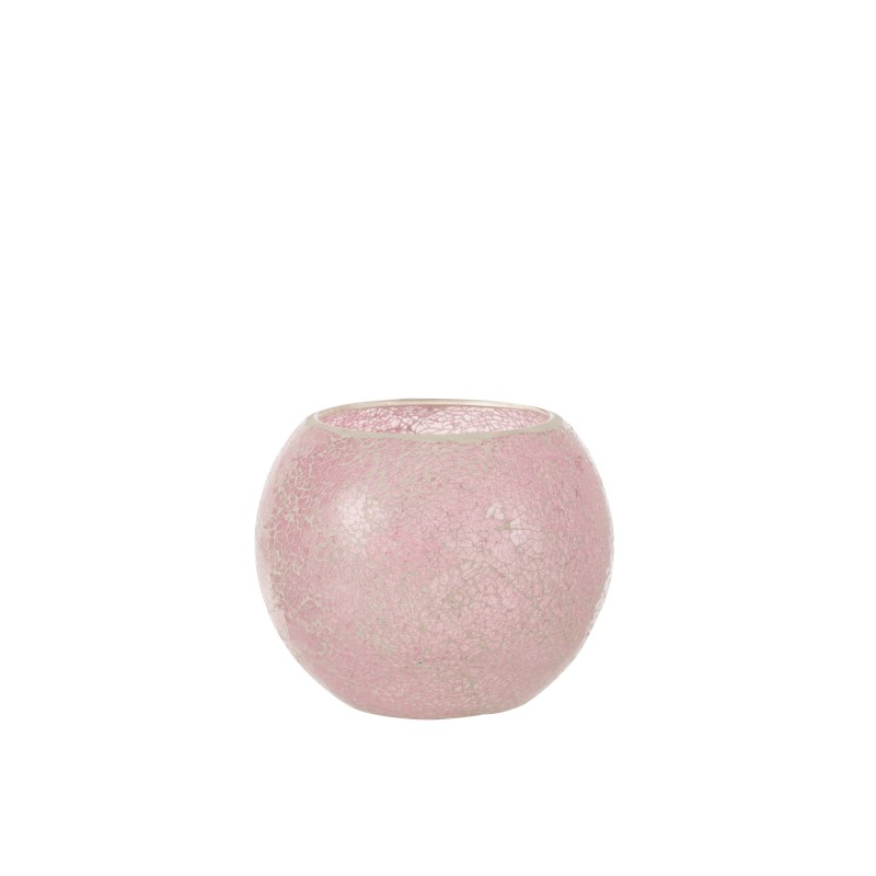 Photophore en boule avec mosaïque en verre rose