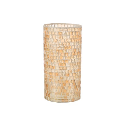 Vaso cilindrico mosaico in vetro arancione 15x15x29 cm