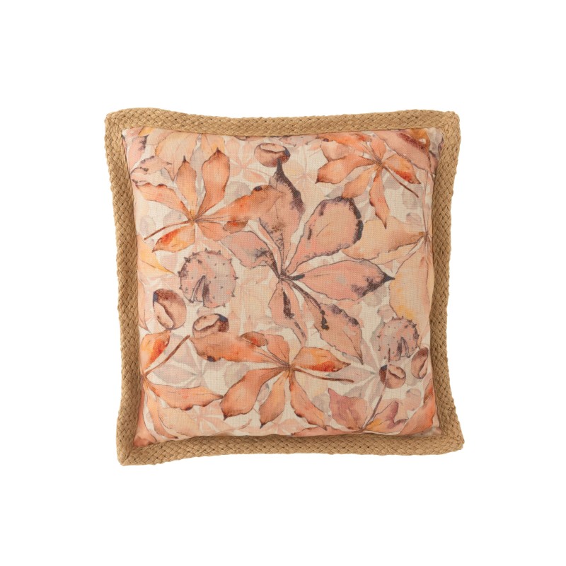 Coussin carré avec motifs en coton beige 49x49cm Coussin carré avec motifs en coton beige 49x49cm