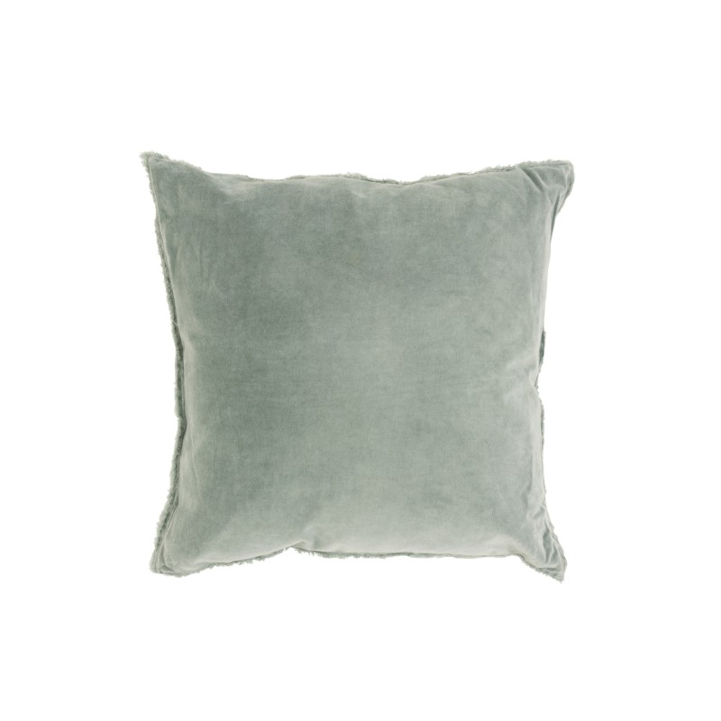 Cojín cuadrado de algodón y lino azul con borde corto de 45x45cm