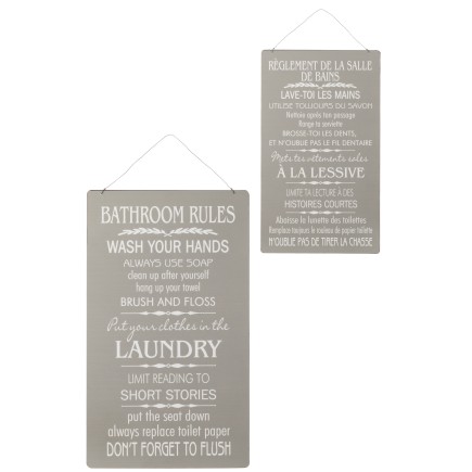 Lote de 2 carteles de baño de metal gris 34x3x56cm