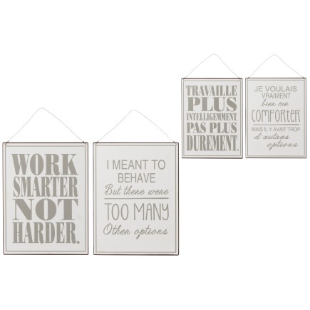 Set de 2 pancartes en métal gris 26.5x0.3x35 cm