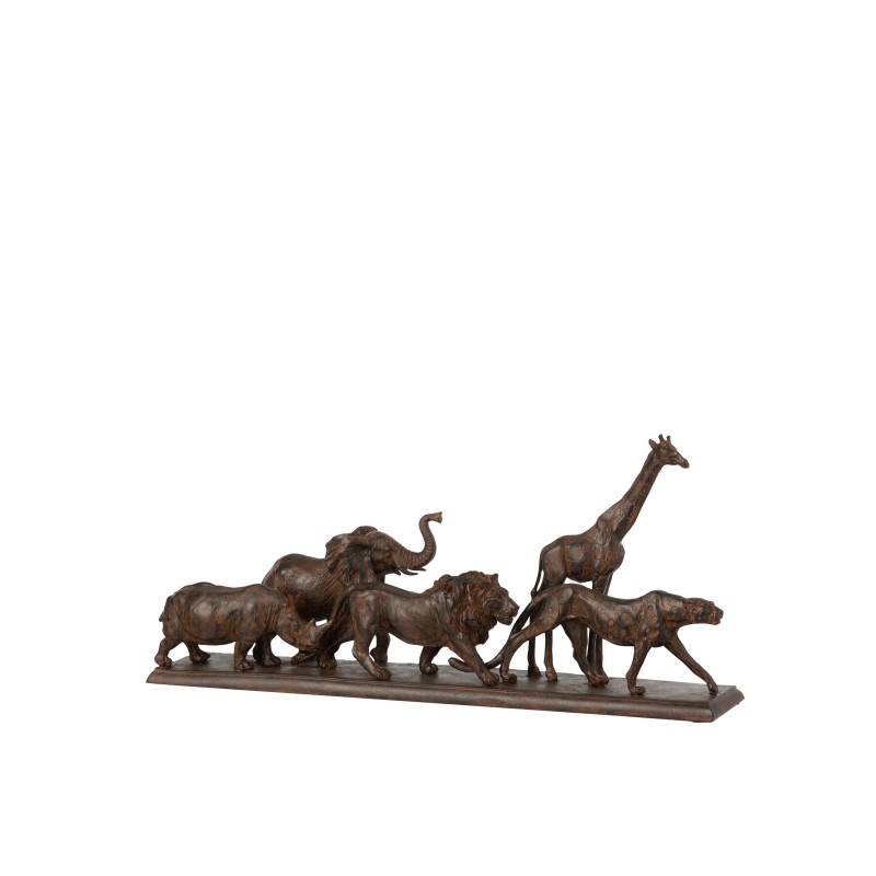 5 animaux sur socle en résine marron 50x9.5x22 cm 5 animaux sur socle en résine marron 50x9.5x22 cm