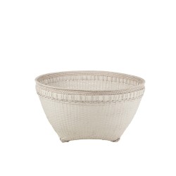 Cesto rotondo in rattan bianco L84xP84xH41cm