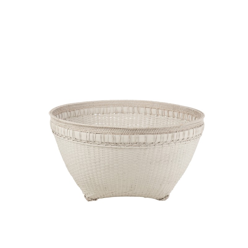 Panier rond en rotin blanc L84xl84xH41cm Panier rond en rotin blanc L84xl84xH41cm