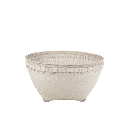 Cesto rotondo in rattan bianco L84xP84xH41cm
