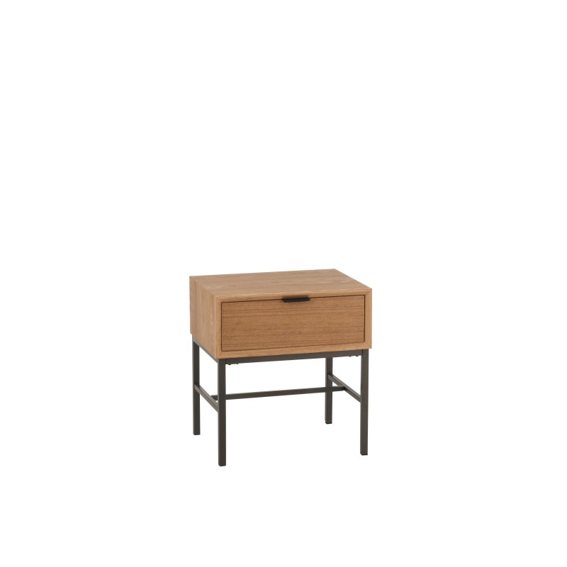 Mesa con patas de metal y madera natural de 47x30x51cm.