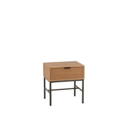 Mesa con patas de metal y madera natural de 47x30x51cm.