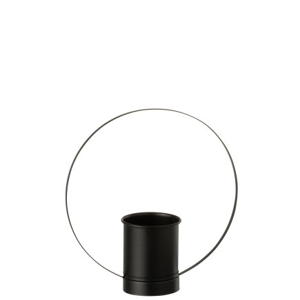 Cachepot noir dans un cercle en métal