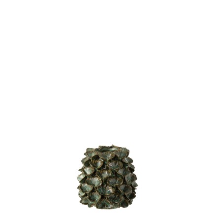 Cachepot en céramique verte avec motif feuilles