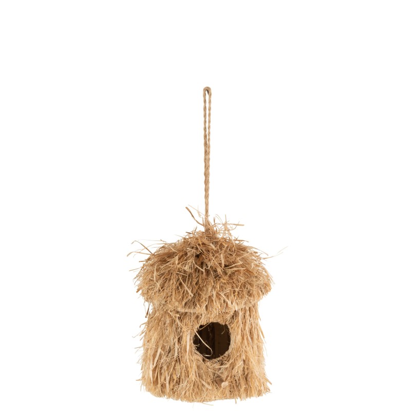 Nichoir rond en paille naturelle L26xl23xH55cm