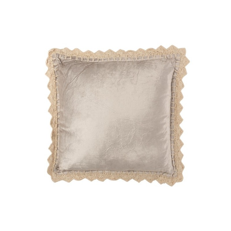 Coussin carré à bord en viscose grise 50x50cm Coussin carré à bord en viscose grise 50x50cm