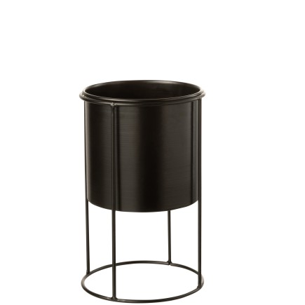 Cachepot en métal noir 16x16x27 cm