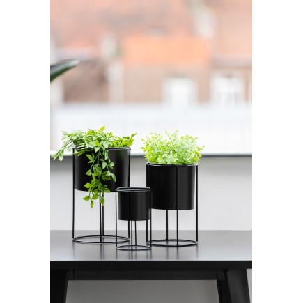 MACETA + PIE METAL NEGRO MEDIUM