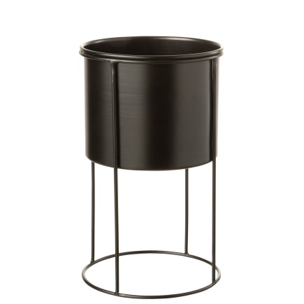 Cachepot en métal noir 18x18x32 cm