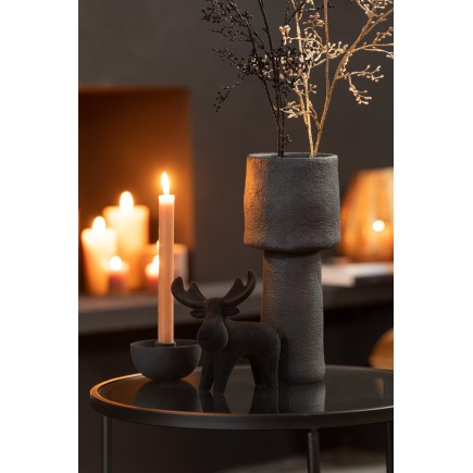 Vase champignon en ciment noir 13x13x32 cm