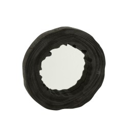 Miroir irrégulier en bois de paulownia noir 41x40x5 cm