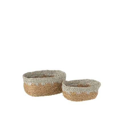 Lot de 2 paniers en bois naturel 20x27x11 cm